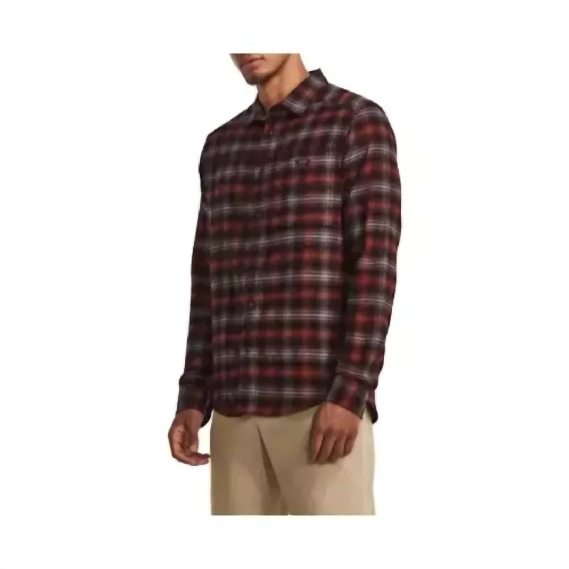 men's formal shirts for work -Tradesman Flex Flannel Long Sleeve Shirt In Cinna Red/dark Maroon