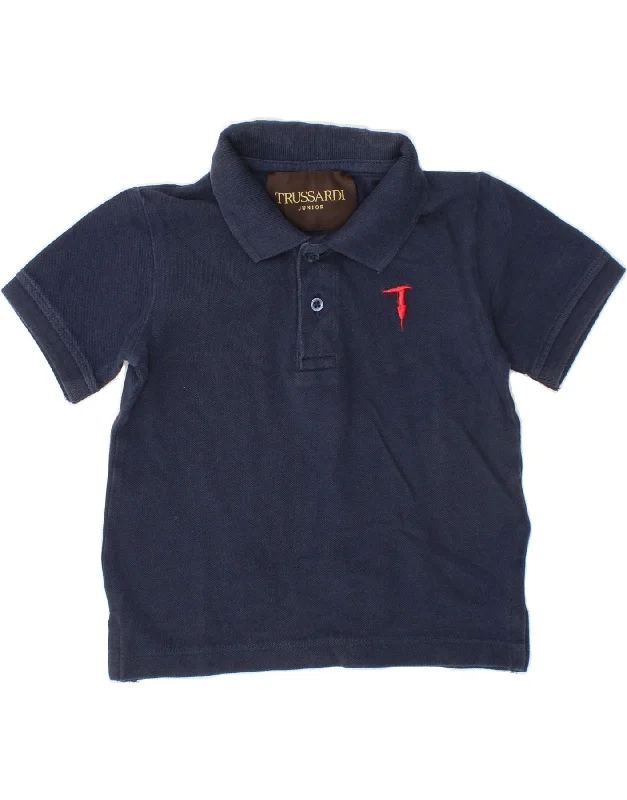 stylish polo shirts for men -TRUSSARDI JUNIOR Baby Boys Polo Shirt 18-24 Months Navy Blue Cotton