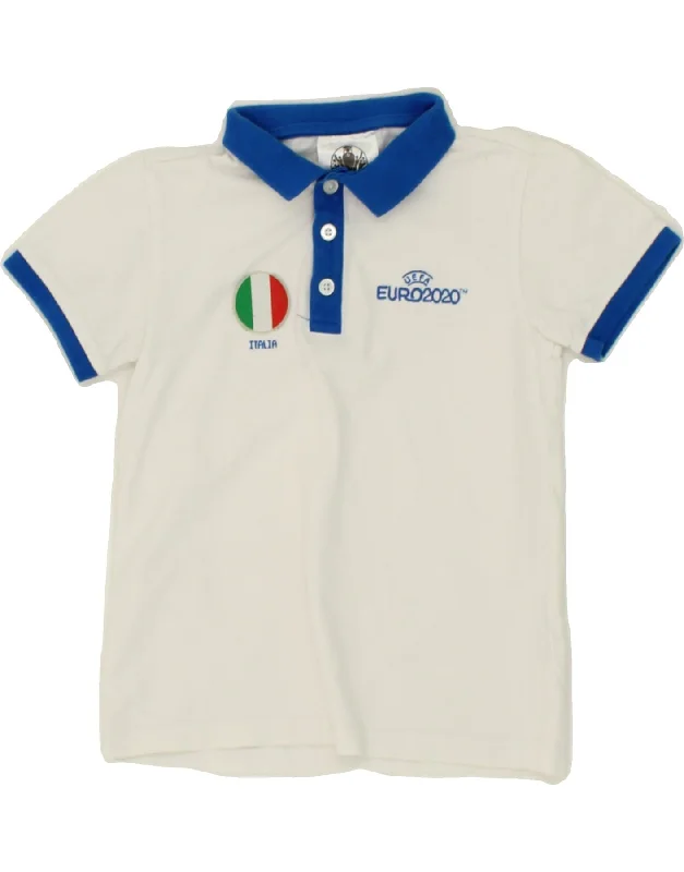 stylish polo shirts for men -UEFA EURO 2020 Boys Italia Graphic Polo Shirt 4-5 Years White Cotton