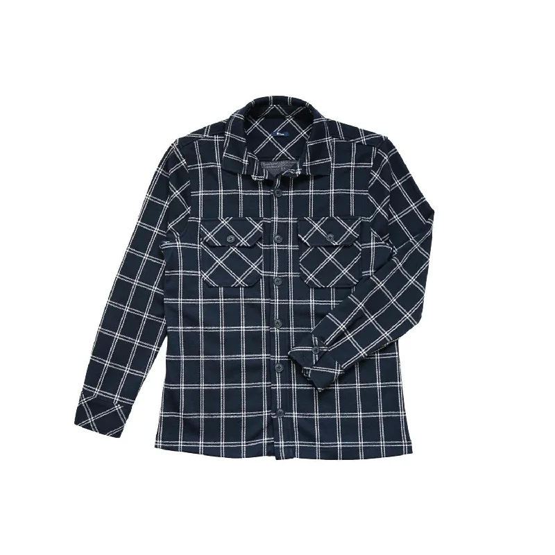 men's flannel shirts -Vienna Button Up Shirt In Navy Plaid