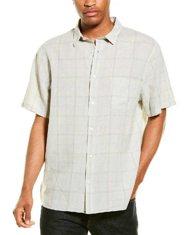 classic white shirts for men -Vince Classic Fit Linen-Blend Woven Shirt