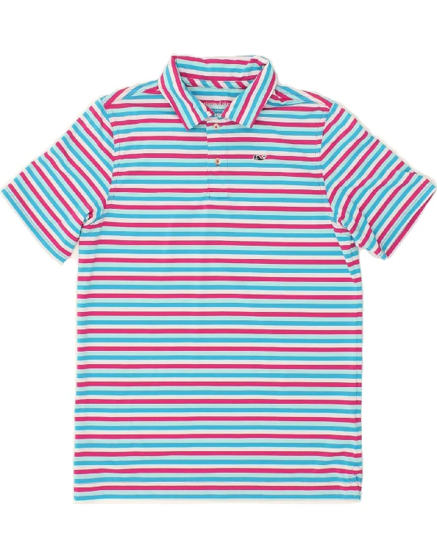 stylish printed polo shirts for men -VINEYARD VINES Boys Polo Shirt 12-13 Years Medium Blue Striped Polyester