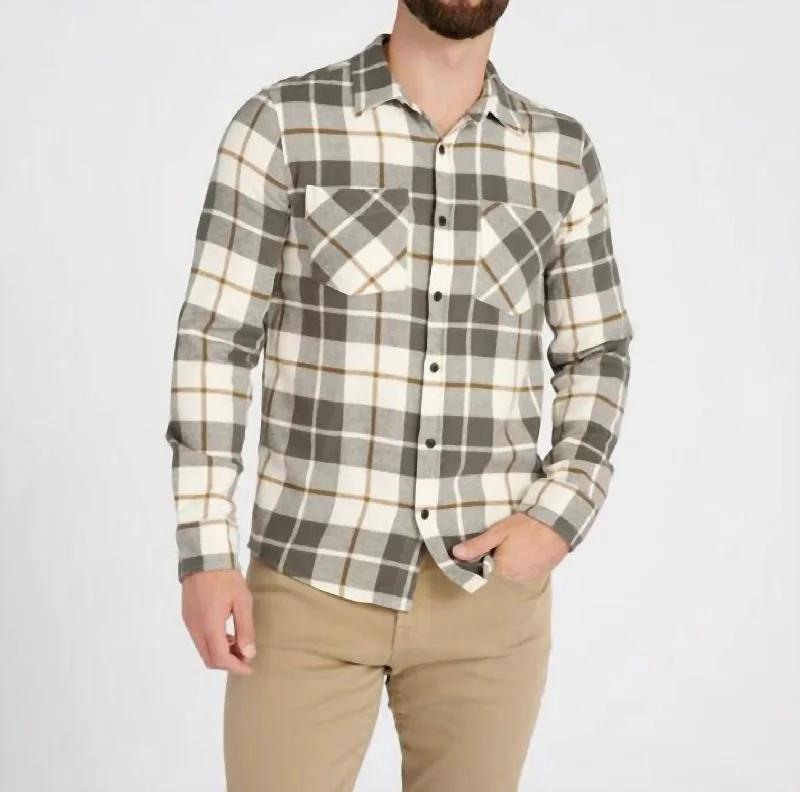 men's lightweight dress shirts -Xander Flannel Long Sleeve Shirt In Black Olive