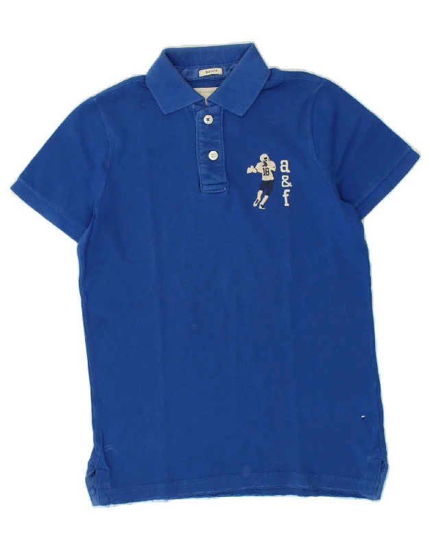 men's athletic fit polo shirts -ABERCROMBIE & FITCH Boys Muscle Graphic Polo Shirt 15-16 Years XL Blue