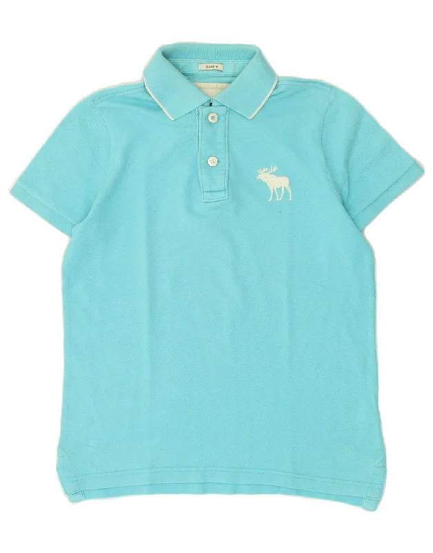 polo shirts for men with collars -ABERCROMBIE & FITCH Boys Muscle Polo Shirt 15-16 Years XL Turquoise Cotton