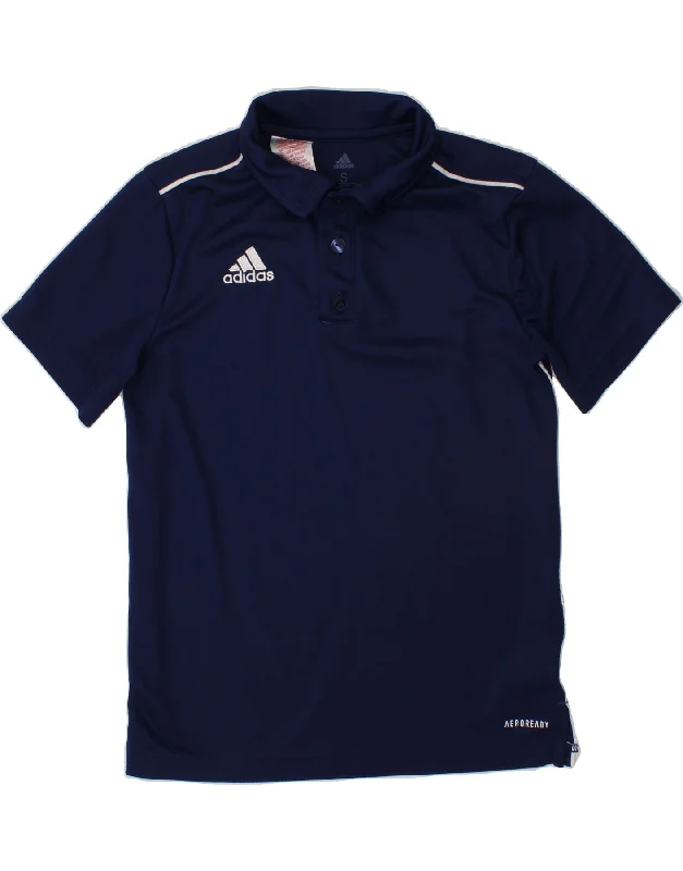 men's polo shirts with mesh back -ADIDAS Boys Aeroready Polo Shirt 9-10 Years Small Navy Blue Polyester