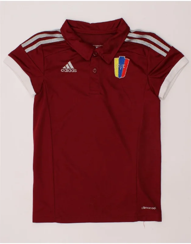 men's striped cotton polo shirts -ADIDAS Boys Climacool Graphic Polo Shirt 5-6 Years Maroon Polyester