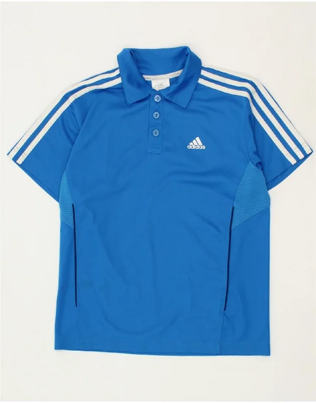 men's designer polo shirts -ADIDAS Boys Climacool Polo Shirt 11-12 Years Blue Polyester