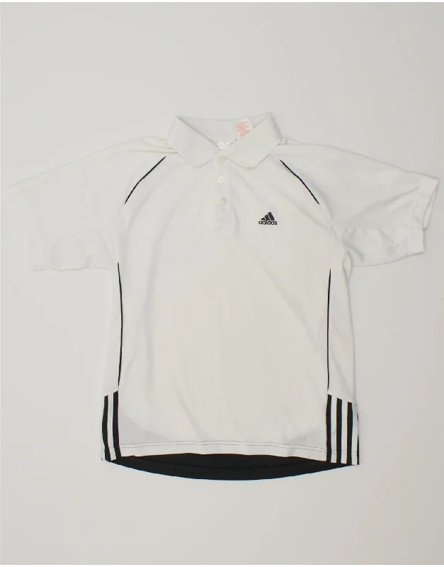 men's designer casual polo shirts -ADIDAS Boys Climacool Polo Shirt 13-14 Years White Colourblock Polyester