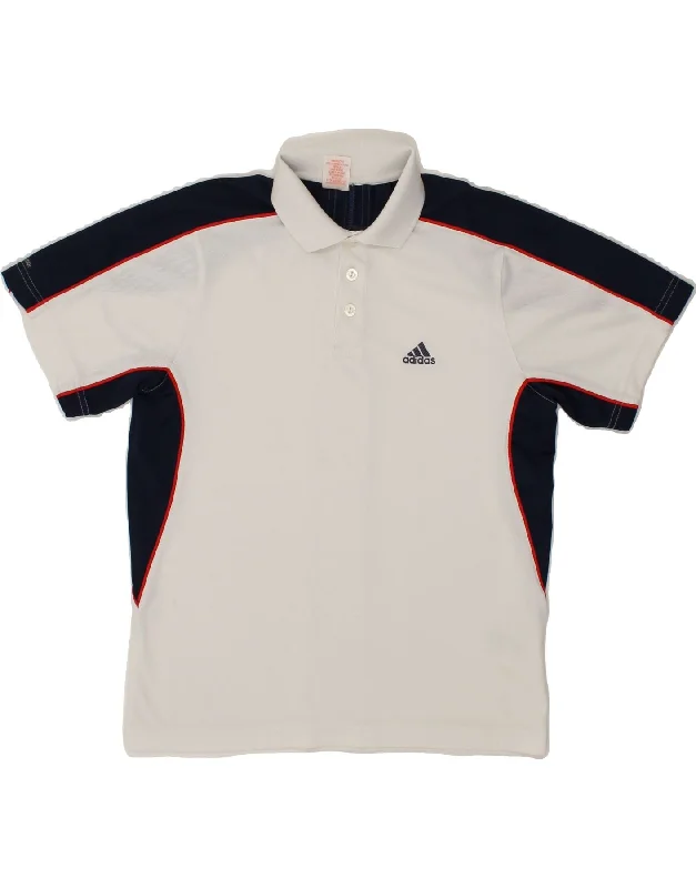 men's patterned polo shirts -ADIDAS Boys Graphic Polo Shirt 11-12 Years Large White Colourblock