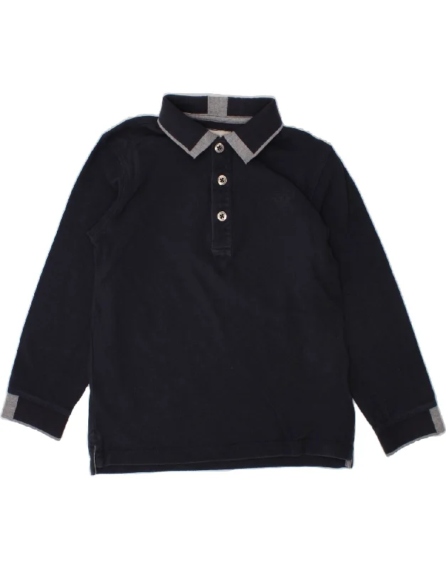 men's classic polo shirts -ARMANI JUNIOR Boys Long Sleeve Polo Shirt 5-6 Years Navy Blue