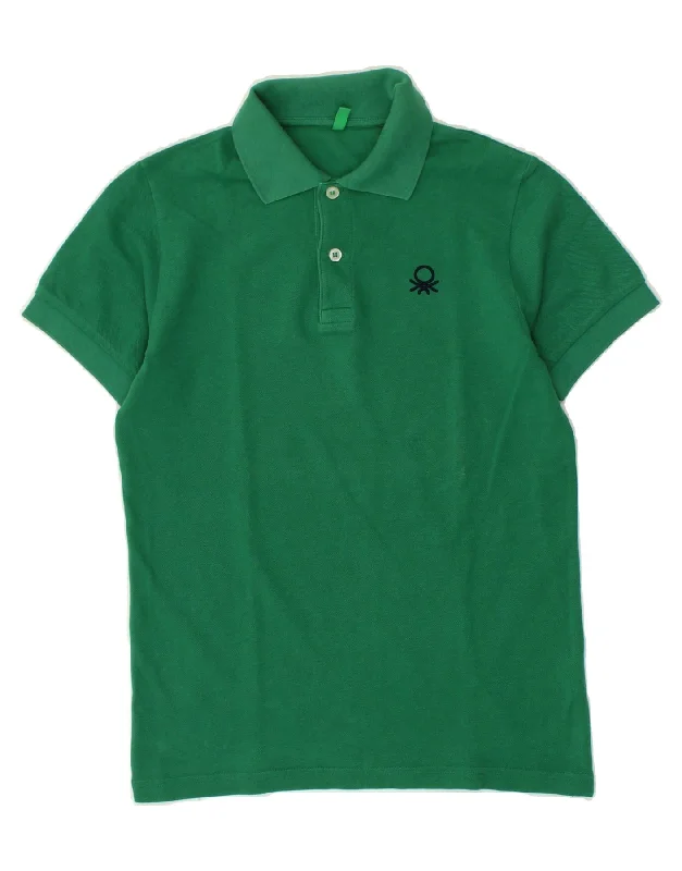 trendy polo shirts for men -BENETTON Boys Polo Shirt 10-11 Years XL Green Cotton