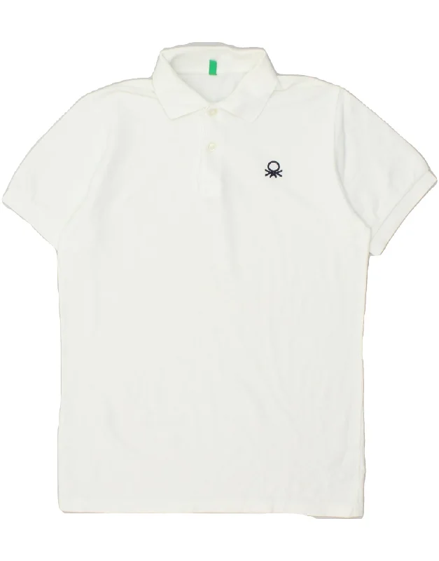 men's premium cotton polo shirts -BENETTON Boys Polo Shirt 13-14 Years 3XL White Cotton