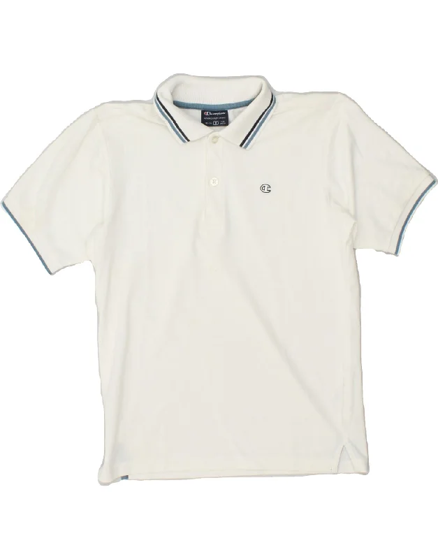 men's high-performance polo shirts -CHAMPION Boys Polo Shirt 7-8 Years Small White Cotton