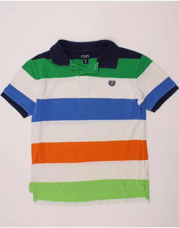 casual pique polo shirts for men -CHAPS Girls Polo Shirt 10-11 Years Medium Multicoloured Striped Cotton