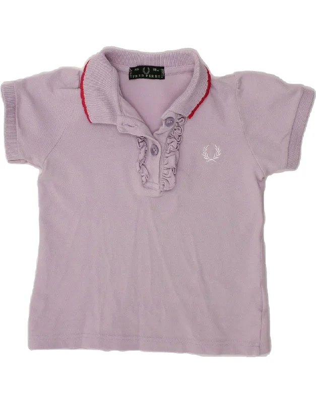 embroidered logo polo shirts for men -FRED PERRY Baby Girls Polo Shirt 12-18 Months Purple Cotton