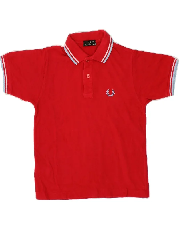 premium polo shirts for men -FRED PERRY Boys Polo Shirt 5-6 Years Red Cotton