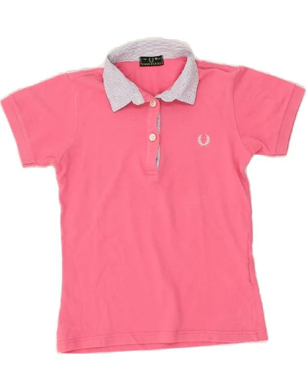 men's athletic fit polo shirts -FRED PERRY Girls Polo Shirt 9-10 Years Pink Cotton