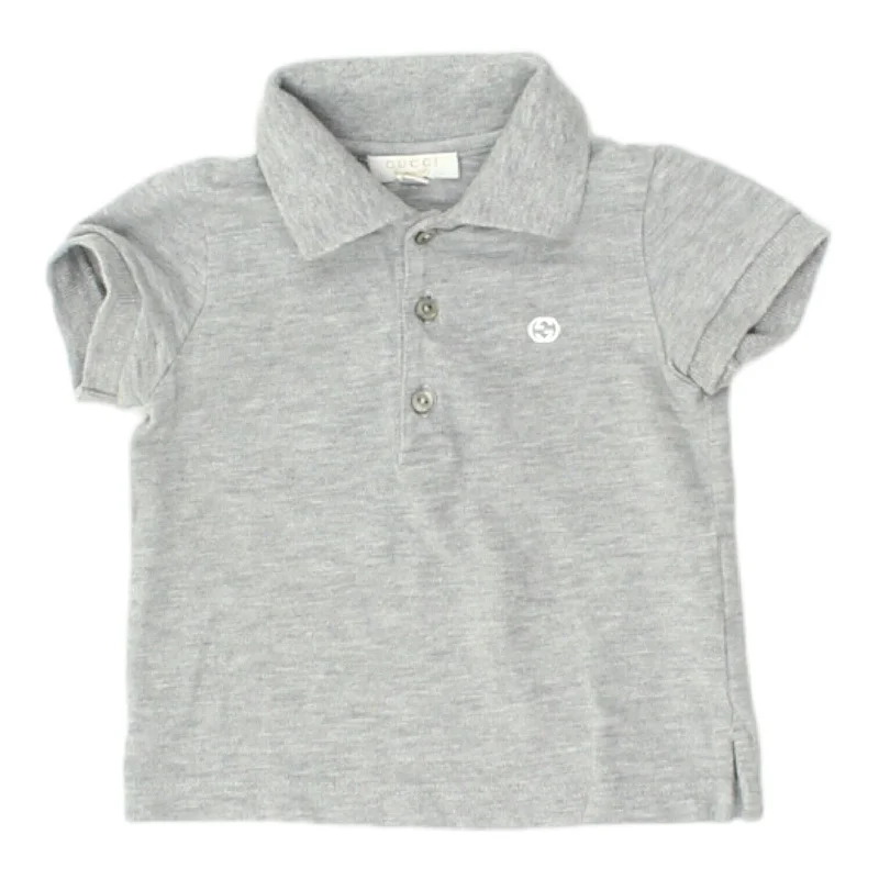 men's casual fit polo shirts -Gucci Boys Grey Short Sleeve Polo Shirt | Vintage High End Kids Designer VTG