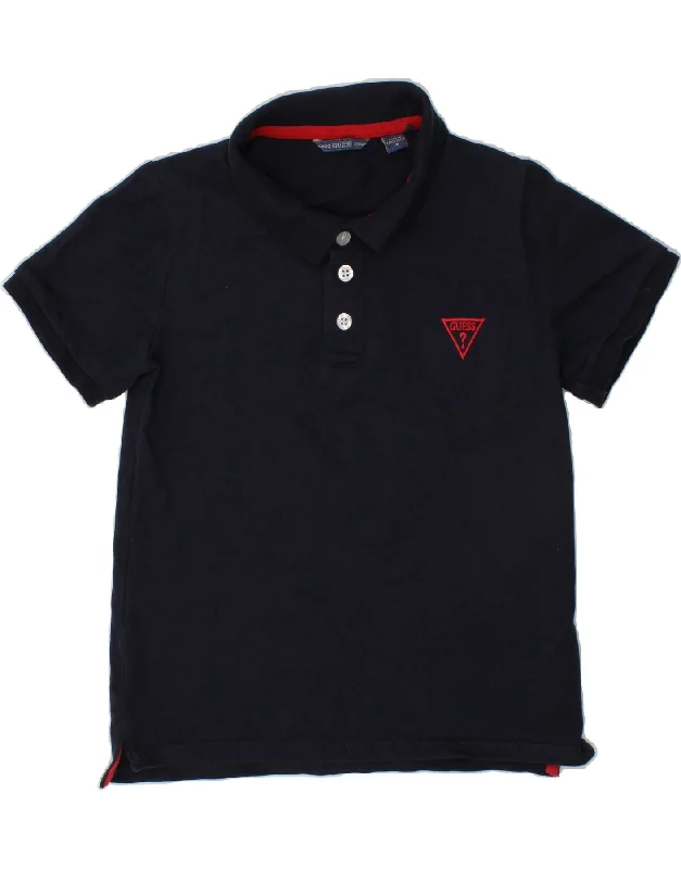 men's slim-fit polo shirts -GUESS Boys Polo Shirt 7-8 Years Navy Blue Cotton