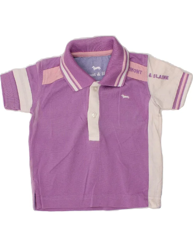 men's striped polo shirts -HARMONT & BLAINE Baby Boys Graphic Polo Shirt 6-9 Months Purple