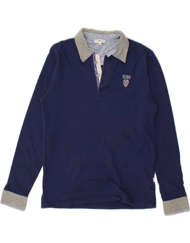 polo shirts for business casual wear -HUGO BOSS Boys Long Sleeve Polo Shirt 13-14 Years Small Navy Blue