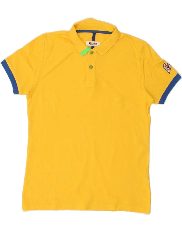 men's polos with side slits -INVICTA Boys Polo Shirt 13-14 Years Yellow Cotton