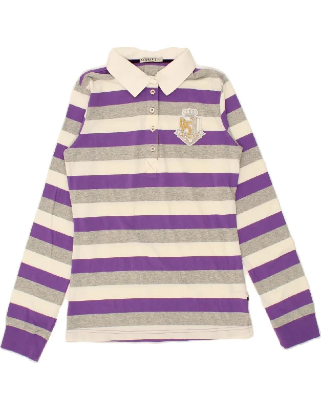 lightweight polo shirts for men -JECKERSON Girls Long Sleeve Rugby Polo Shirt 13-14 Years Purple Striped