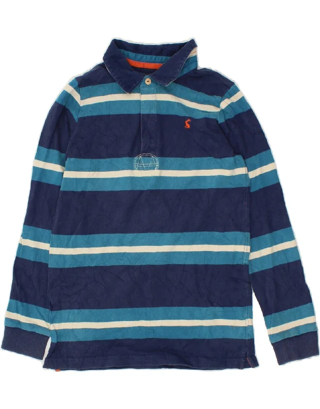 men's athletic polo shirts -JOULES Boys Long Sleeve Polo Shirt 11-12 Years Blue Striped Cotton