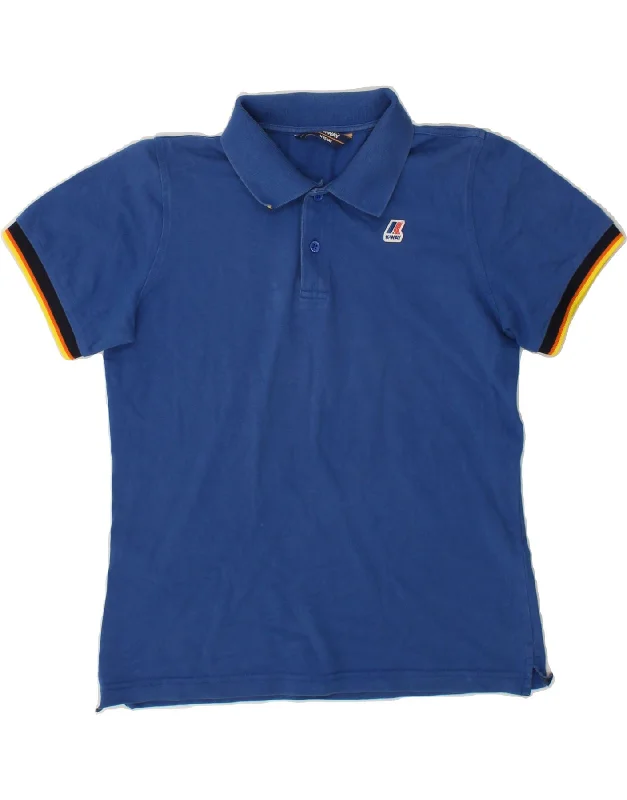 men's durable cotton polo shirts -K-WAY Boys Polo Shirt 13-14 Years Blue Cotton