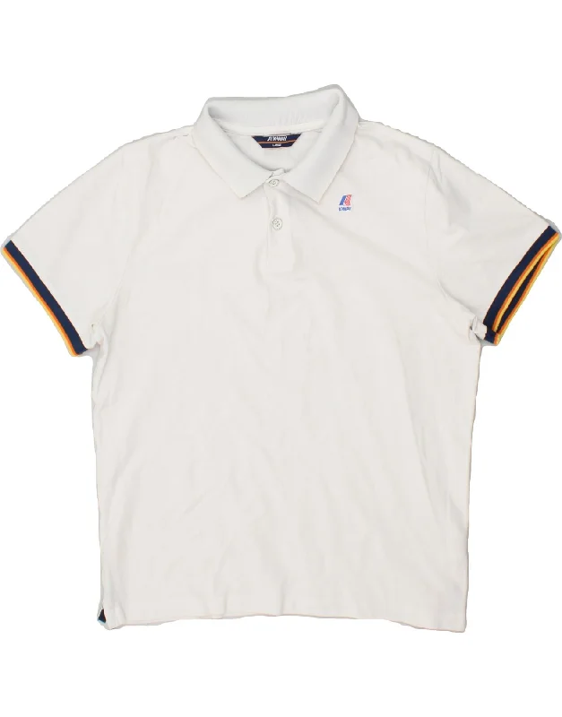 polo shirts for business casual wear -K-WAY Boys Polo Shirt 14-15 Years Large White Cotton