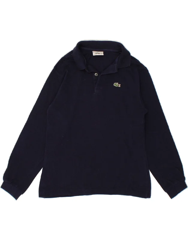 men's performance polo shirts -LACOSTE Boys Long Sleeve Polo Shirt 9-10 Years Navy Blue Cotton