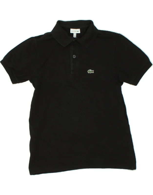 modern style polo shirts for men -LACOSTE Boys Polo Shirt 11-12 Years Black Cotton