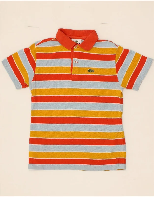 luxury embroidered polo shirts -LACOSTE Boys Polo Shirt 11-12 Years Multicoloured Striped Cotton