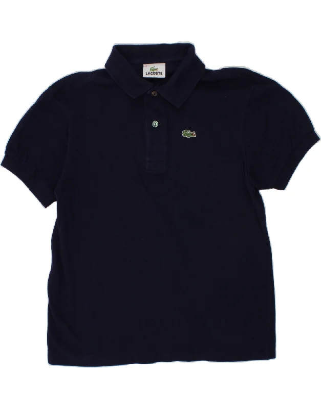 polo shirts for men with collars -LACOSTE Boys Polo Shirt 11-12 Years Navy Blue Cotton