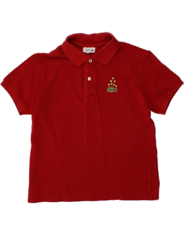 fitted polo shirts for outdoor sports -LACOSTE Boys Polo Shirt 9-10 Years Red Cotton