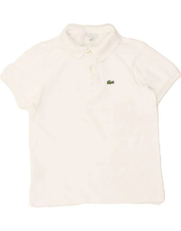 breathable long sleeve polo shirts -LACOSTE Girls Polo Shirt 9-10 Years White Cotton