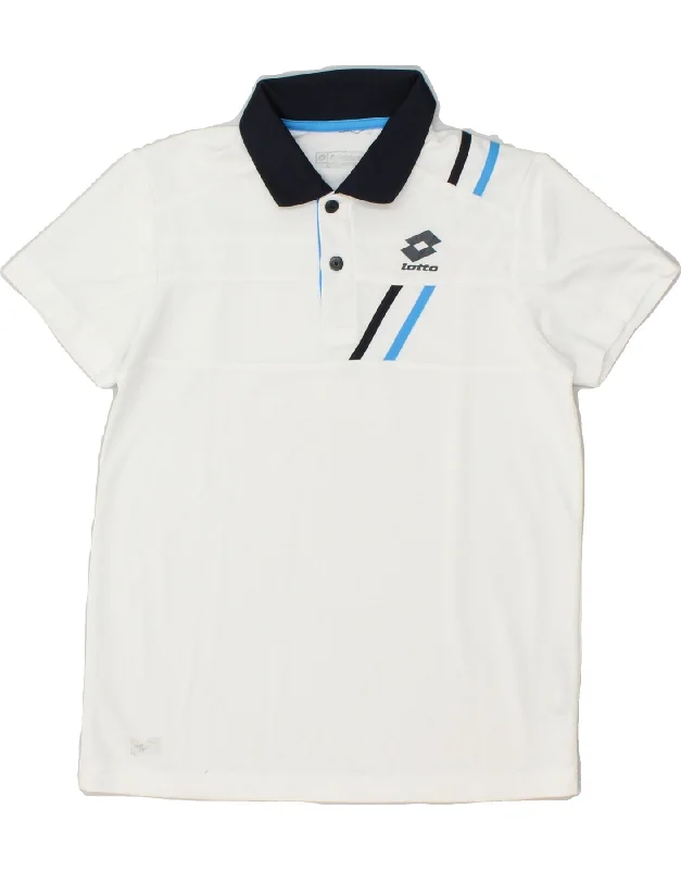 soft-touch polo shirts for men -LOTTO Boys Graphic Polo Shirt 9-10 Years Medium White Polyester