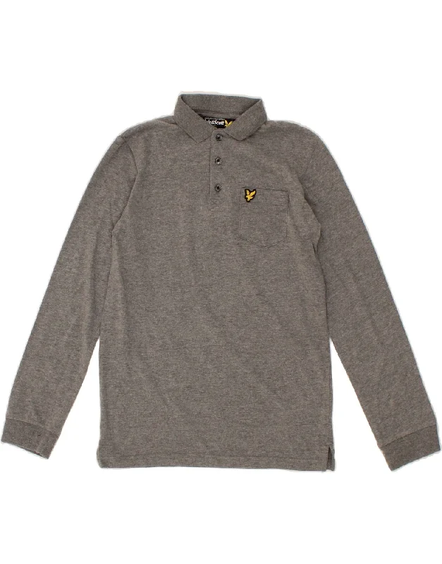 polo shirts with contrasting collars -LYLE & SCOTT Boys Long Sleeve Polo Shirt 12-13 Years Grey Cotton