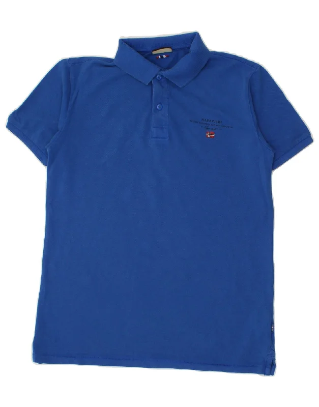 polo shirts with contrasting collars -NAPAPIJRI Boys Polo Shirt 13-14 Years Blue Cotton