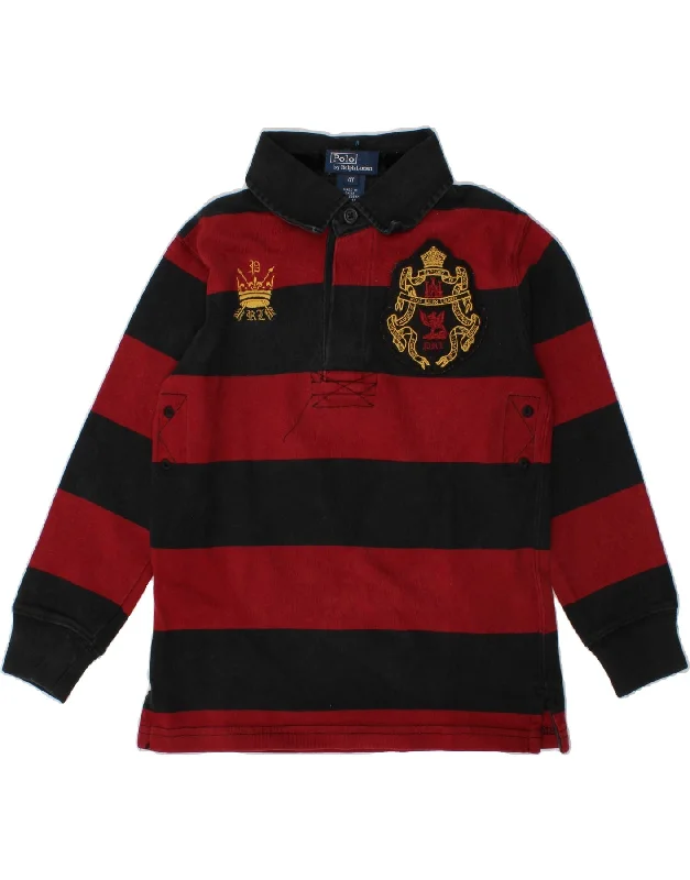 men's regular-fit polo shirts -POLO RALPH LAUREN Boys Graphic Long Sleeve Rugby Polo Shirt 3-4 Years Red