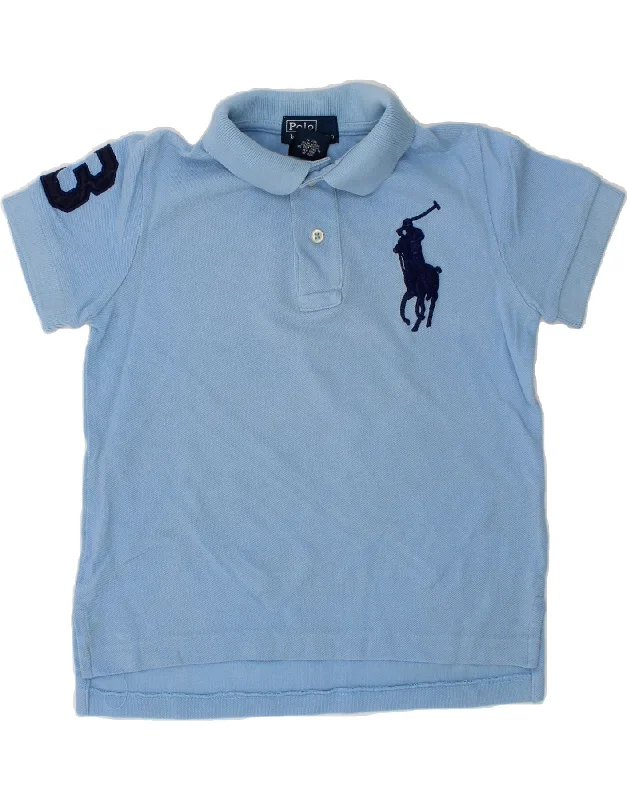 versatile cotton polo shirts -POLO RALPH LAUREN Boys Graphic Polo Shirt 2-3 Years Blue Cotton