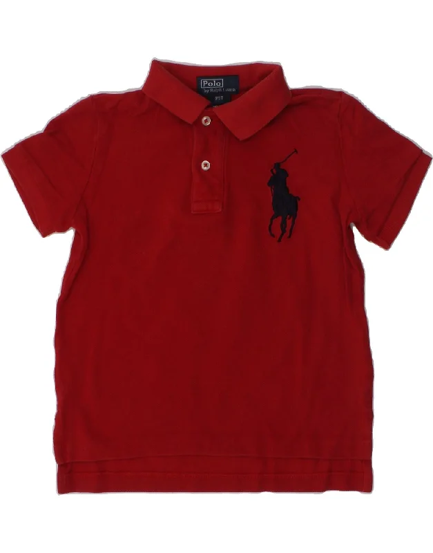 formal polo shirts for men -POLO RALPH LAUREN Boys Graphic Polo Shirt 2-3 Years Burgundy Cotton