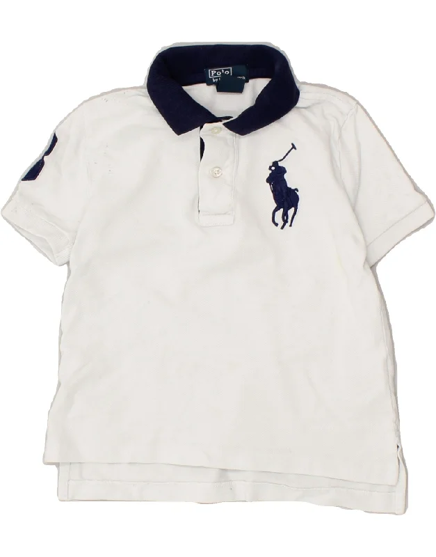 men's lightweight performance polo shirts -POLO RALPH LAUREN Boys Graphic Polo Shirt 2-3 Years White Cotton