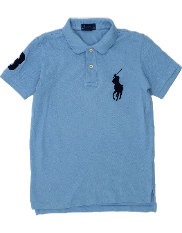 trendy polo shirts for men -POLO RALPH LAUREN Boys Graphic Polo Shirt 8-9 Years Medium  Blue