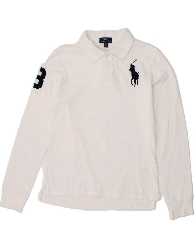 men's high-quality polo shirts -POLO RALPH LAUREN Boys Long Sleeve Polo Shirt 14-15 Years Large White