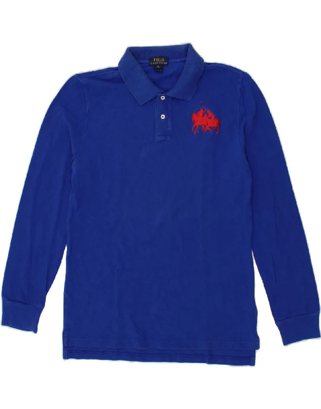 premium polo shirts for men -POLO RALPH LAUREN Boys Long Sleeve Polo Shirt 15-16 Years XL Blue Cotton