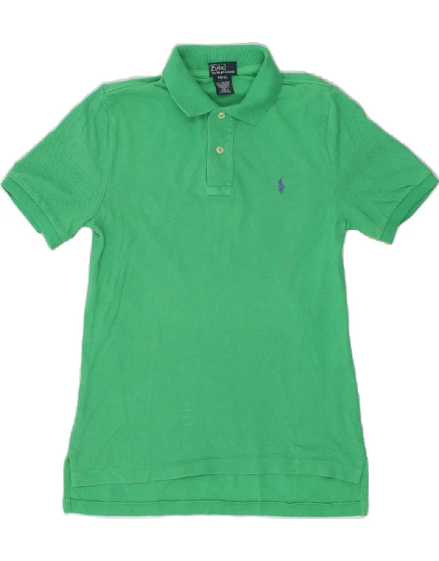 men's durable cotton polo shirts -POLO RALPH LAUREN Boys Polo Shirt 10-11 Years Medium Green Cotton