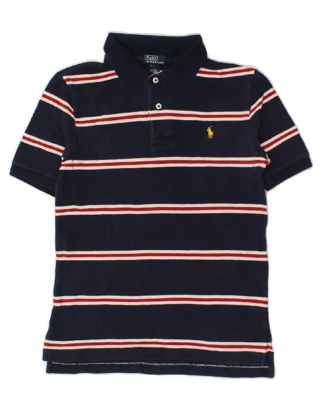 men's casual polo shirts for work -POLO RALPH LAUREN Boys Polo Shirt 10-11 Years Medium  Navy Blue Striped