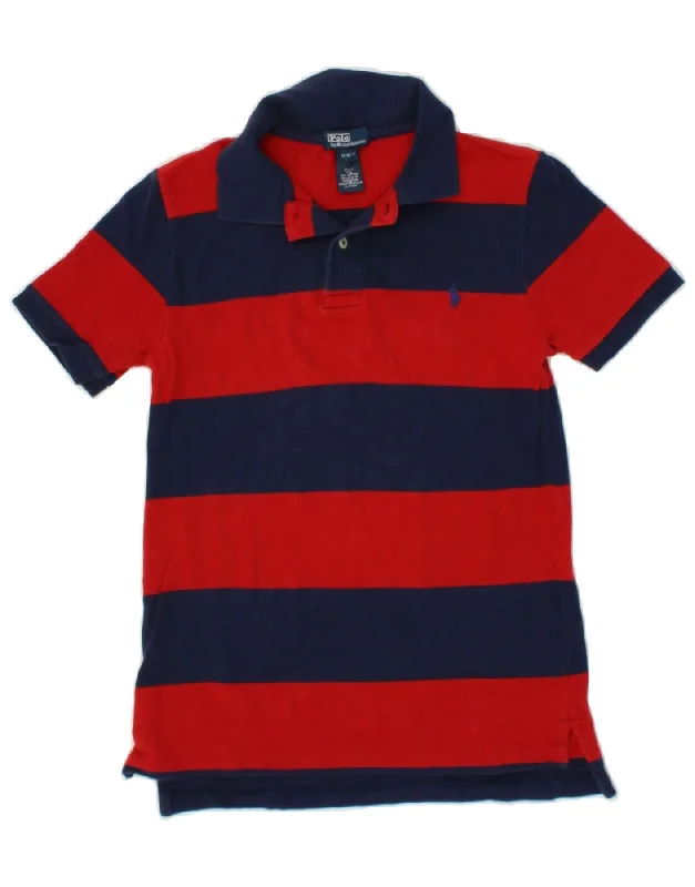 men's luxury cotton polo shirts -POLO RALPH LAUREN Boys Polo Shirt 10-11 Years Medium  Red Striped Cotton